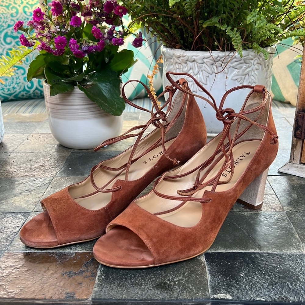 Talbots Hilary suede lace up peep toe  7.5